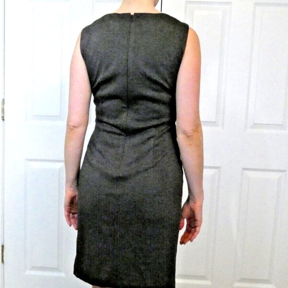 Dress Blue Gray Fitted Sheath ColorBlock Office Holiday Party WHBM Size 00 - Picture 2 of 12